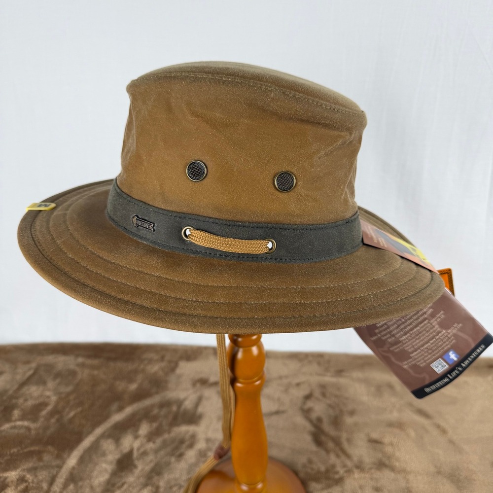 Outback Trading Co 1477 Willis Oilskin Hat Brown Waterproof Packable Medium